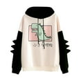 thumbnail image 3 of Sudadera con capucha de dibujos animados de dinosaurios para mujer, sudadera de moda informal con estampado de manga larga, estilo coreano, tops con empalme, ropa Kawaii, 3 of 5