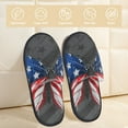 thumbnail image 2 of Bixox Men's Women's Butterfly With USA Flag Patterned Plush House Slippers, Memory Foam Slippers, Indoor and Outdoor Warm Plush Bedroom Shoes, Soft Flat Sole, Comfortable and Non-slip, 2 of 5