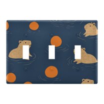 Yayeee Toggle Light Switch Wall Plate 3-Gang 6.37"x4.48" Decorative Outlet Cover, Blue Capybaras