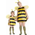thumbnail image 2 of Cute Bee Costume for Women – Full Set includes Striped Dress, Wings, Antennae Headband & Knee-High Socks, Perfect for Halloween, Parties & Photos Yellow 110, 2 of 7