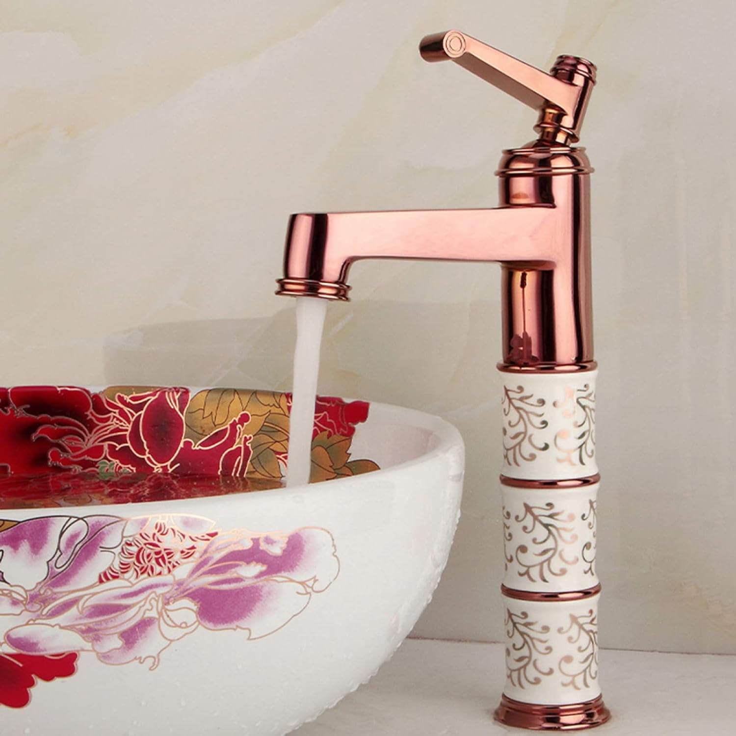 Vintage Bathroom Faucet, Cold Hot Mixer Vintage Vanity Tap, Antique Brass Bathroom Sink Faucet, Single Handle Bathroom Sink Faucet, Gold, High