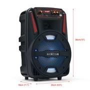 Dazone Wireless FM Speaker, 8 Subwoofer Portable Bluetooth Speaker, 1,000W Loud Sound PA System LED USB Party Stereo Wireless, 1000W