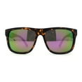 thumbnail image 2 of Color Mirror Mens Sport Rectangle Horn Rim Plastic Sunglasses Matte Tortoise - Purple Mirror, 2 of 4
