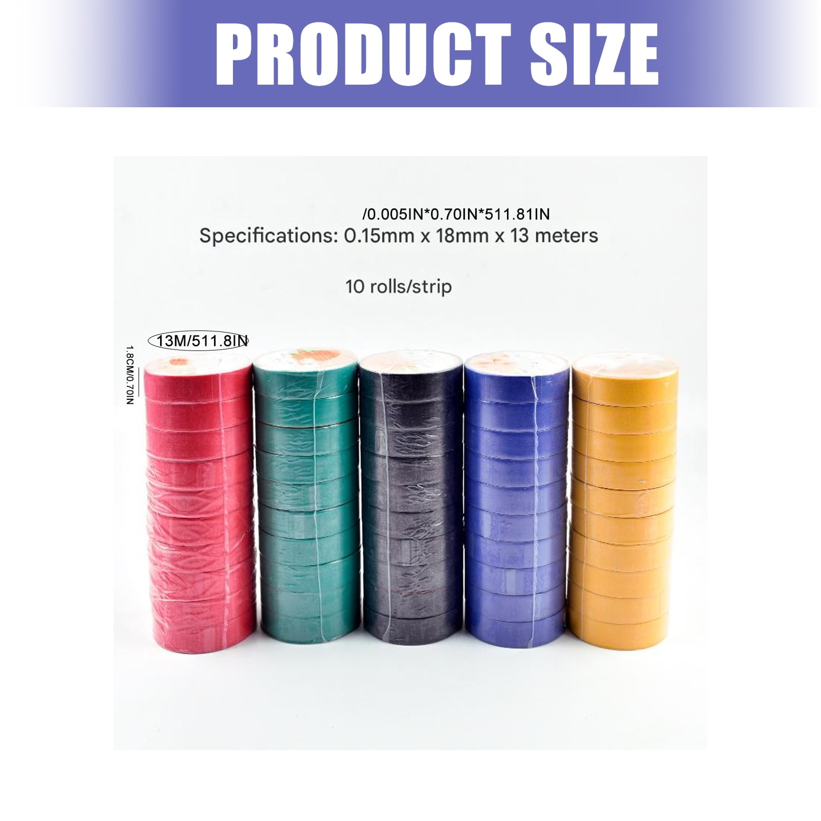 10 Roll Strong Adhesive Industrial Wiring Harness Tape Easy to Tear PVC Waterproof Electrical Tape for Quick Repairs