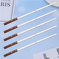 thumbnail image 3 of LEEYNEER 10 Pcs Brochettes de Barbecue en Acier Inoxydable Réutilisables Poignée en Bois Fourchette de Barbecue Longues Brochettes Plates pour Viande Bâtons (Brun Clair), 3 of 8