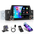 thumbnail image 1 of Radio de Coche de un Solo DIN con Pantalla Táctil de 5 Pulgadas, Estéreo para Coche con CarPlay, Android Auto, Mirror Link, FM, USB, SWC, Cámara de Respaldo, 1 of 5
