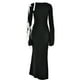 thumbnail image 5 of Vestido largo ajustado con cordones, vestido largo para mujer, vestido de fiesta elegante para club Ygjytge Negro T M para Mujer, 5 of 8