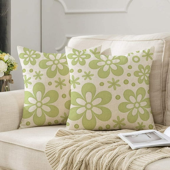 Set of 2 Modern Floral Throw Pillow Covers - Decorative Cushions for Bedroom 17.7*17.7IN