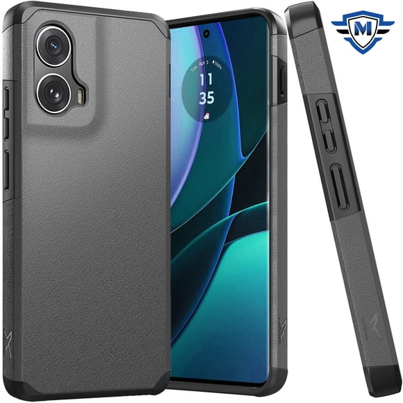 Designed for Motorola Moto Edge 5G 2024 Premium Slim Tough Strong Protection Shockproof 2in1 Hybrid Dual Layer Hard PC TPU Rubber Armor Phone Case Cover [Gray]