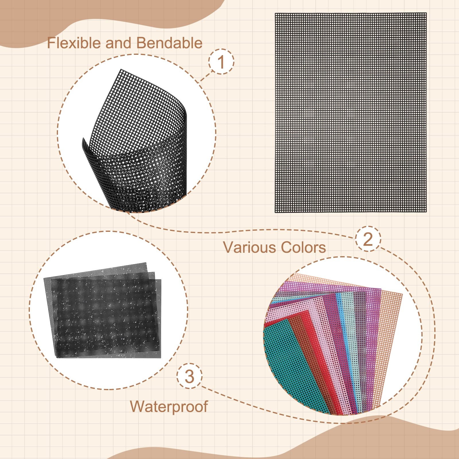 Uxcell 5 Pack Mesh Canvas Sheets, 10.5 x 13.5 Inch Plastic Canvas, Eye Mesh for Embroidery, Crafting, Knit and Crochet Project, Bag Making, Home Decoration, Black