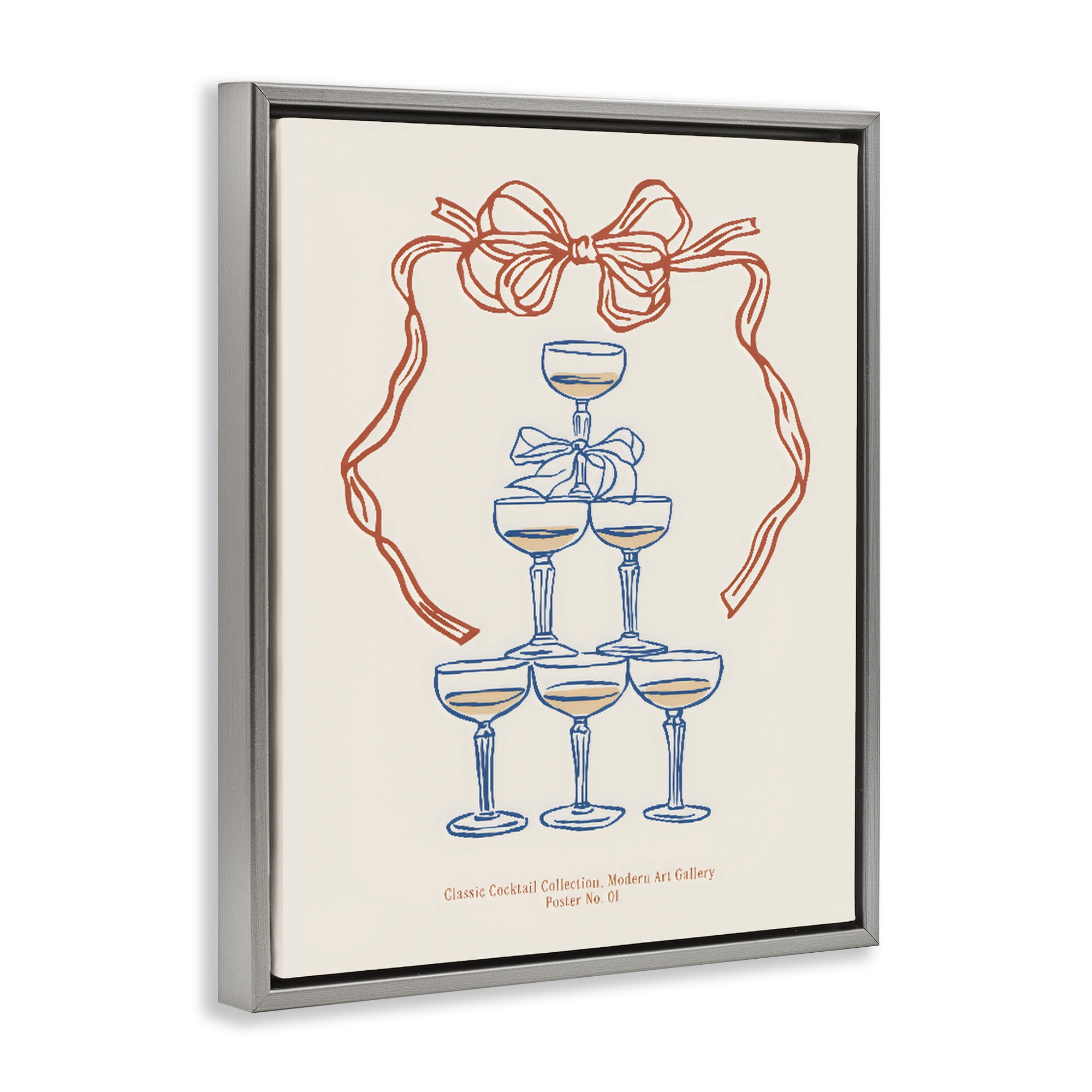 Stupell Industries Classic Cocktail Tower Gray Framed Floater Canvas Wall Art, design by The Prints Vibe