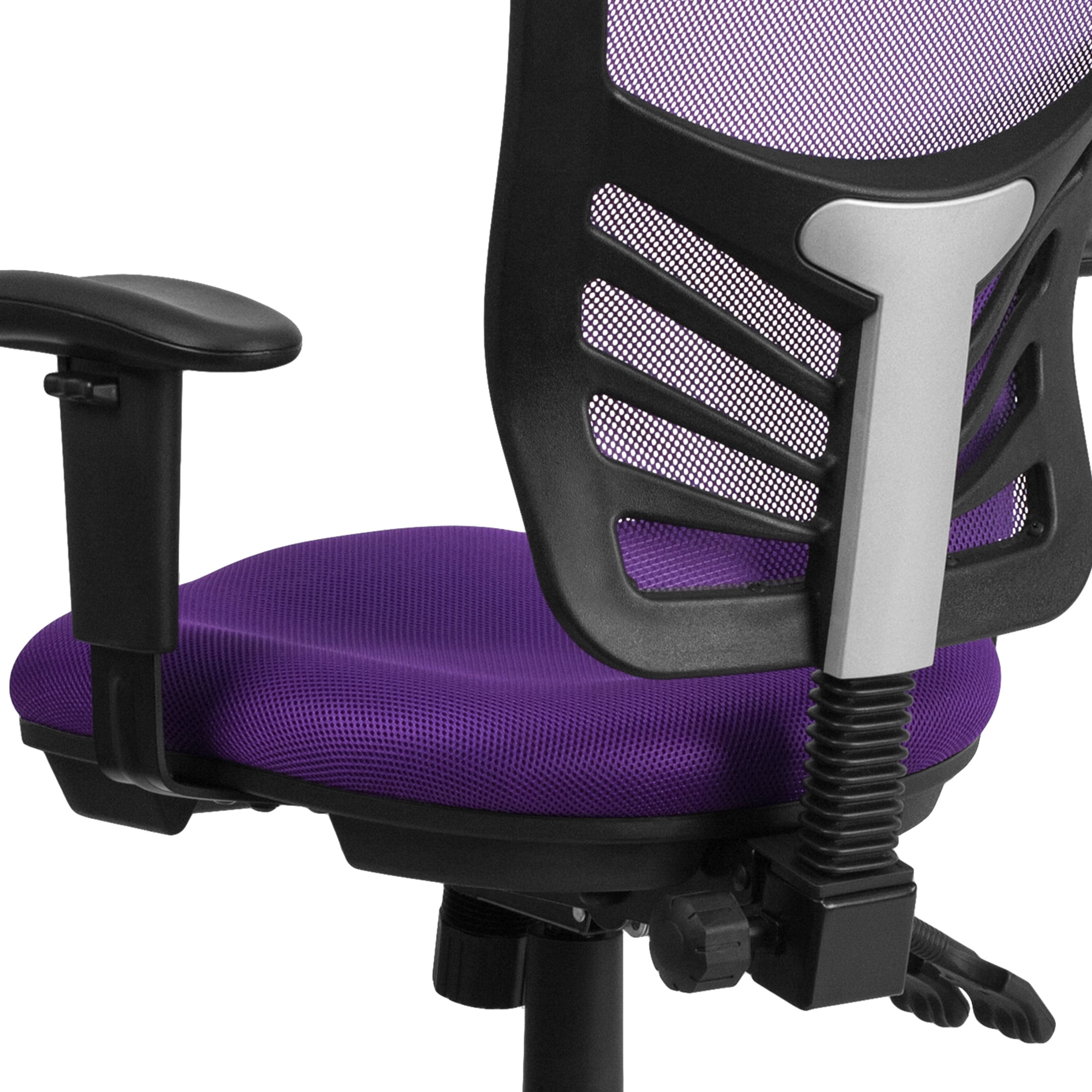 Emma + Oliver Mid-Back Purple Mesh Multifunction Ergonomic Office Chair - Adjustable Arms