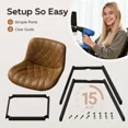 thumbnail image 4 of Bar Stools Set of 2, 26 Inch Counter Height Bar Stools with Back and Extra‑Wide Heavy‑Gauge Metal Legs, Modern Faux Leather Upholstered Barstools for Kitchen Island, Counter, Brown, 4 of 7