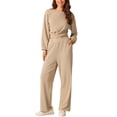 thumbnail image 2 of INSPIRE CHIC Women's Two Piece Outfits Sweatsuit Set Front Cropped Sweatshirt Wide Leg Sweatpant Tracksuit Lounge Sets, 2 of 4
