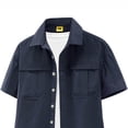 thumbnail image 4 of Kalauyu Men's Button Down Shirts Short Sleeve Cotton Shirts with Double Chest Pocket Lightweight Casual Outdoor Work Solid Color Cargo Tops, 4 of 5