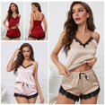 thumbnail image 4 of Camisón sexy para mujer Gibobby Lencería Satén Chemise 2 piezas rosa XL, 4 of 5