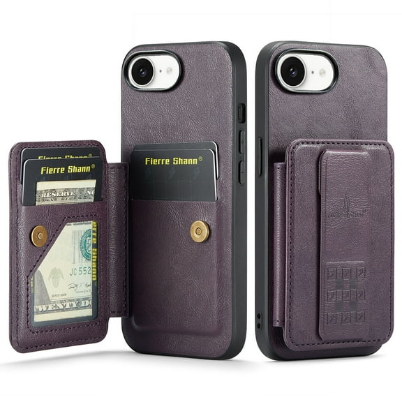 for iPhone 16e Wallet Case with RFID Blocking Credit Card Holder,PU Leather Folio Flip Kickstand Handle Wrist Strap Shockproof Cover Women Men for iPhone 16e Phone Case,Purple