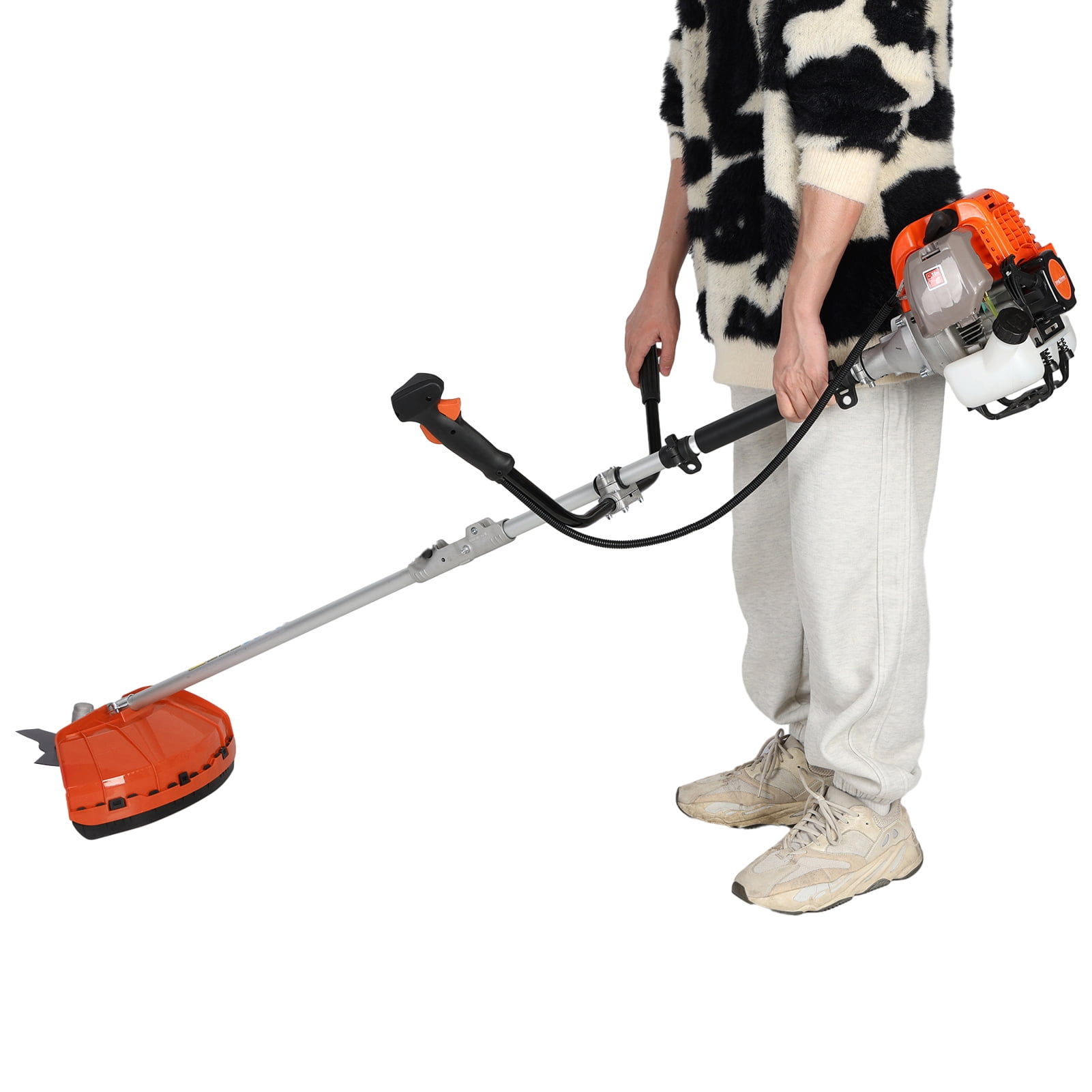 AQSQ Gas String Trimmer, 52cc Weed Wacker Gas Powered, 2 in 1 Cordless Hedge Trimmer, 2-Stroke Brush Cutter, Handheld Weed Eater, Plastic Handle & Shoulder Strap Included