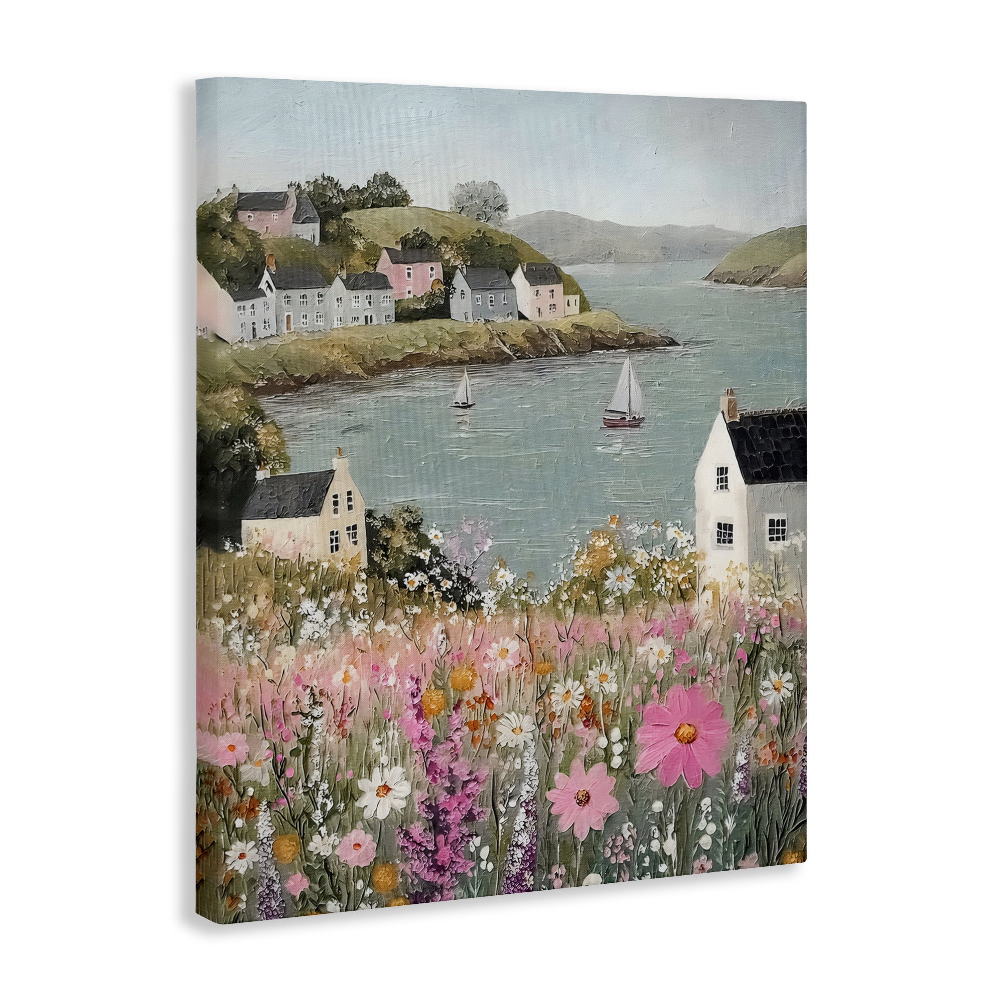 Stupell Industries Seaside Cottages & Sailboats Canvas Wall Art, design by Riley B