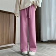 thumbnail image 5 of Women Corduroy Trousers High Elasticated Waist Straight Leg Stretch Pants Casual Trousers with Pockets Pink L, 5 of 5