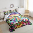 thumbnail image 5 of jejeloiu Rainbow Cat Kitten Full Size Comforter Sets,Multicolor Flower Floral Bedding Comforter Set,Colorful Princess Castle Bedding Sets For Children,Breathable Bedroom Decor Reversible,3pcs, 5 of 8