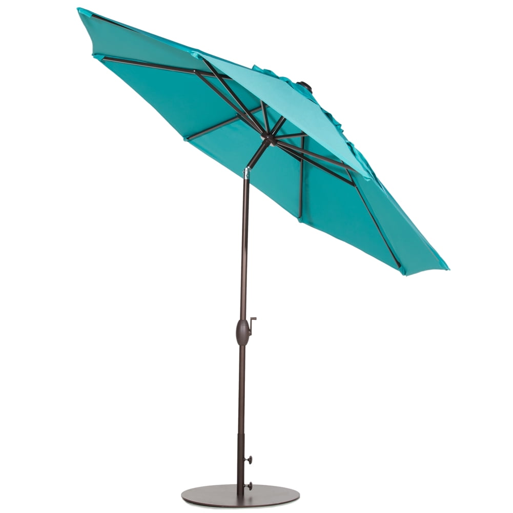 Abba Patio 9 Ft Fade Resistant Sunbrella Fabric Aluminum Patio Umbrella With Auto Tilt And Crank 8 Ribs Turquoise Walmart Com Walmart Com