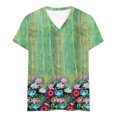 thumbnail image 4 of Luowei Women's Summer Stylish V-Neck Tee - Ombre Gradient Thin Fit Short Sleeve Top, Green, M, 4 of 4