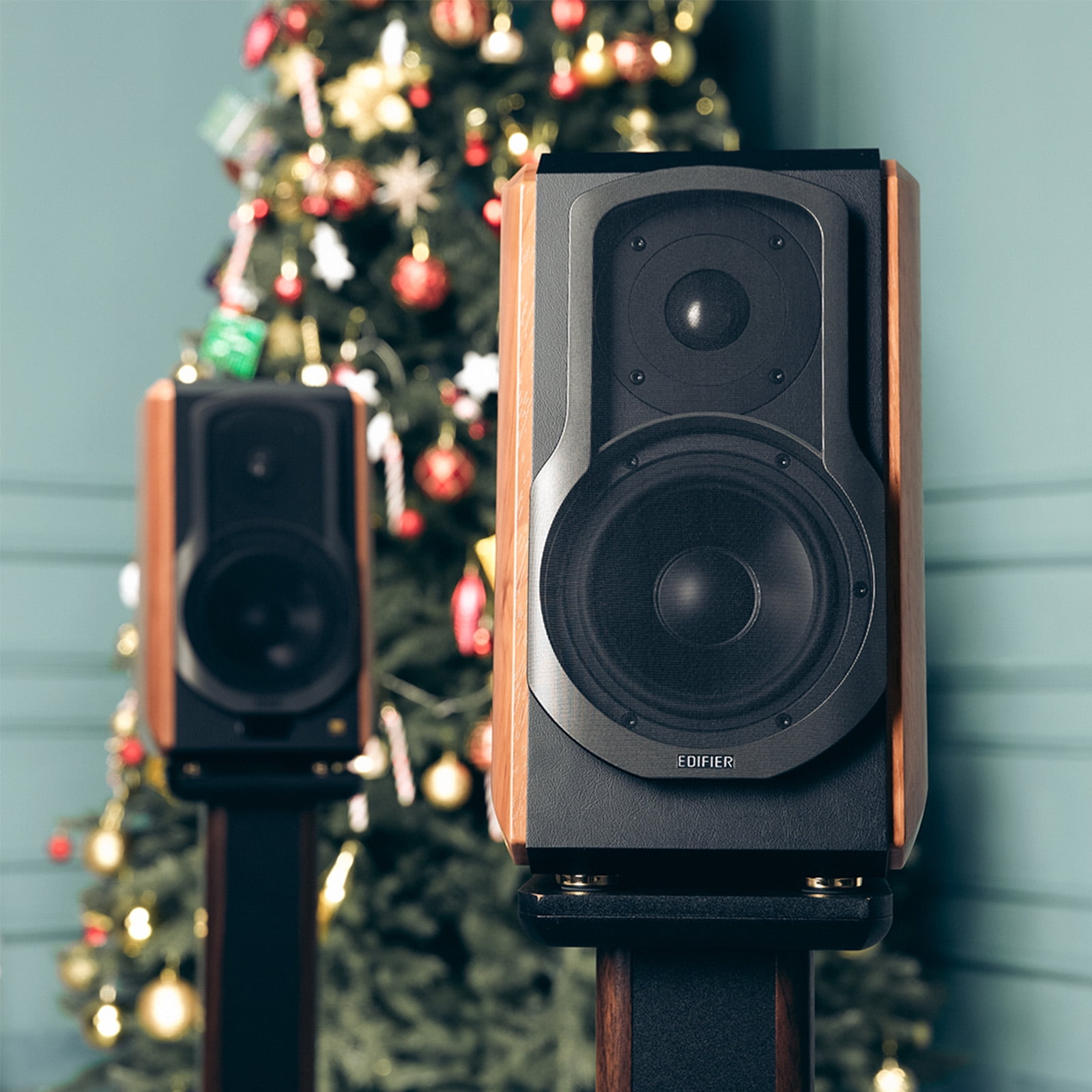 Edifier S1000W 120W Wireless Bluetooth Surround Sound Speakers, Wood, 2 Count