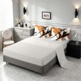 thumbnail image 4 of Manfei Abstract Brushstroke Twin Bedding, Watercolor Art Bedding Comforter Set, Orange, Black and White, Gray Reversible 7 Pieces, 4 of 6