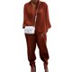thumbnail image 1 of SAYOO , 2 uds., conjuntos de otoño para mujer, camisa de manga larga con solapa acanalada de Color sólido + traje de pantalón largo para mujer, negro/verde/blanco/azul SAYOO Moda, 1 of 6