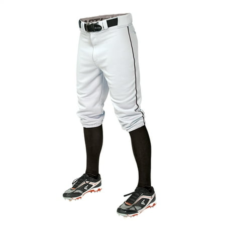 Easton Vent - Easton Pro Plus Moisture Wicking Youth Knickers W/ Piping - Grey with Black Piping - Medium