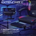 thumbnail image 6 of Gamer Gear EdgeX Customizable RGB LED Gaming Chair with Vibrating Lumbar Pillow, Headrest Pillow, Adjustable Recline, Extendable Padded Footrest, and 275 lb Capacity, Black, 6 of 12