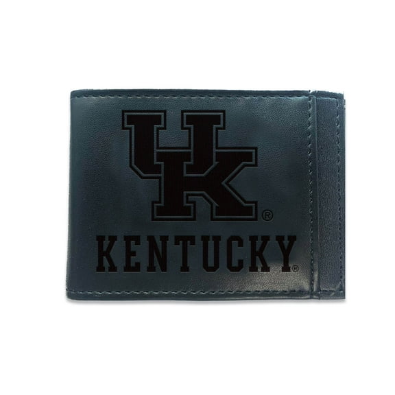 Black Kentucky Wildcats Hybrid Leather Front Pocket Bi-Fold Wallet with Money Clip