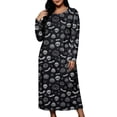 thumbnail image 2 of Women's Long Sleeve Casual Maxi Dress Spooky Skull Pumpkin Graphic Print Crewneck Flowy Fall Dresses Halloween Party Festival Costumes Everyday Apparel, 2 of 8