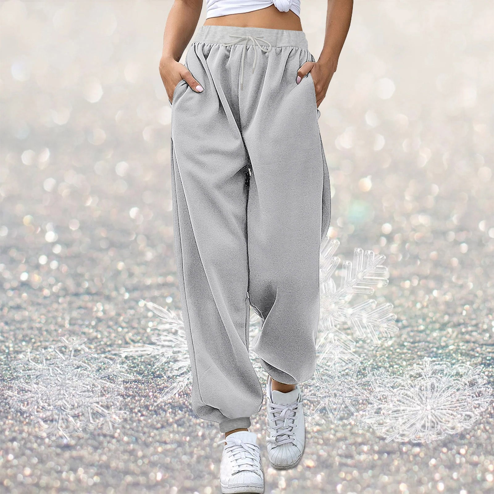 DVKOVI Track Pants Women Womens Workout Trousers High Waist Solid Long Pants  Loose Casual Sport Jogging Trousers for Winter Grey XL - Walmart.com