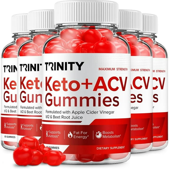5 Pack Trinity Keto ACV Gummies Trinity ACV Keto Advanced Formula Plus Apple Cider Vinegar Keto Gummies Dietary Supplement B12 Beet Root Juice Men Women 300 Gummies 300 Gummies
