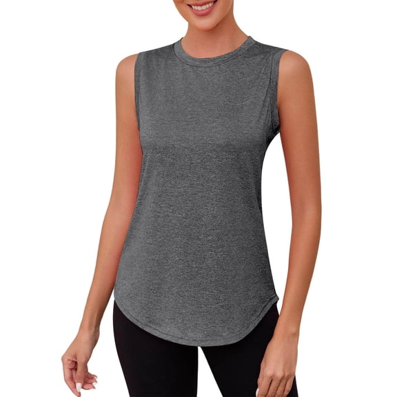 Vekome Plus Size Tank Tops for Women Plus Size Sleeveless Shirts Loose Crewneck Workout Tee Shirts Solid Color Quick-Dry Sequin Tunic Summer Pullover Tops