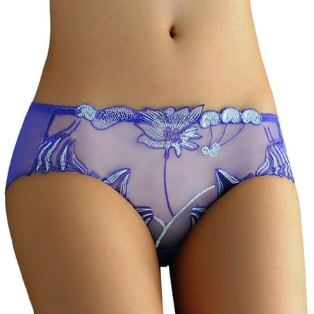 

ZMHEGW Seamless Underwear for Women Low Rise Underpants Solid Blue L