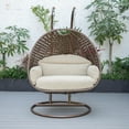 thumbnail image 3 of 2 Person Hanging Egg Chair - Outdoor Porch Swing Seat - Rustic Brown Patio Furniture, 3 of 5