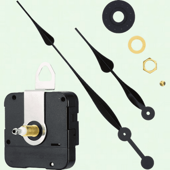 High Torque Quartz Clock Movement with 12 Inch Spade Hands, DIY Clock Replacement Mechanism (Black, 23mm Shaft Length)