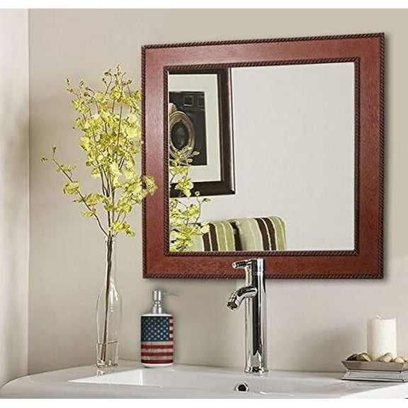 Rayne Feathered Accent Square Wall Mirror