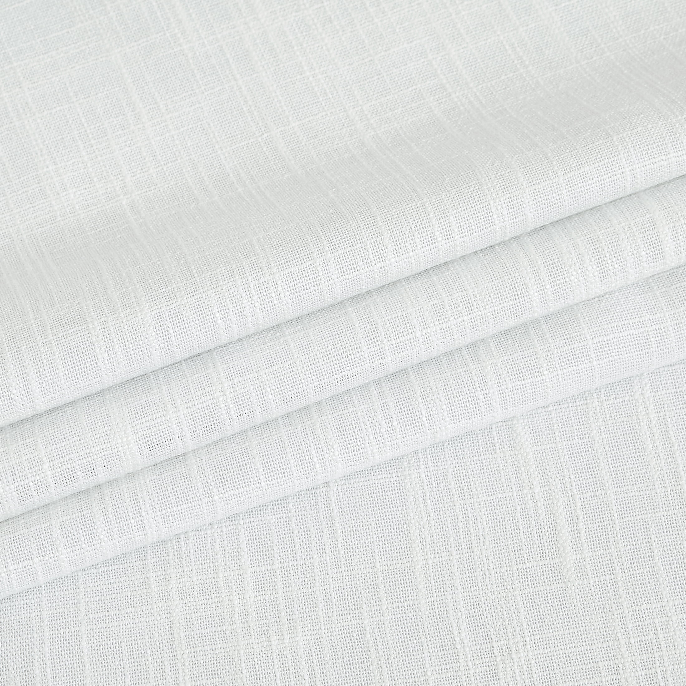 Uptown Home White Solid Heavy Linen Textured Blackout Curtain for Bedroom Living Room Office, Grommet, 50"x63"x2