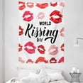thumbnail image 1 of Kissing Tapestry, Multitude Repeating Pinkish Red Lipstick Imprints and Charming Amorous Typography, Wall Hanging for Bedroom Living Room Dorm Decor, 60W X 80L Inches, Multicolor, by Ambesonne, 1 of 2