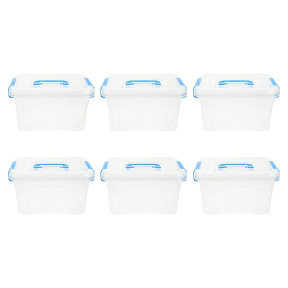 LEORX 6Pcs Clear Plastic Storage Organizer Box Stackable with Handle for Home