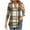 Brown, variant on WRKEKC 3/4 Sleeve Tops for Women V Neck Print with Ribbed and Ruffle Detail Casual Loose Fit T Shirt for Stylish Wear and Comfort