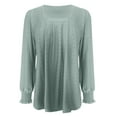 thumbnail image 4 of BLVB Womens Fall Spring Shirts Square Neck Pleated Long Sleeve Tunic Tops Casual Ladies Going out Blouse Tees, 4 of 7