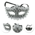thumbnail image 3 of Unique Bargains 1 Pc Pointed Head Dragon-Design Half Face Party Mask for Masquerade Party Black Silver Tone, 3 of 5