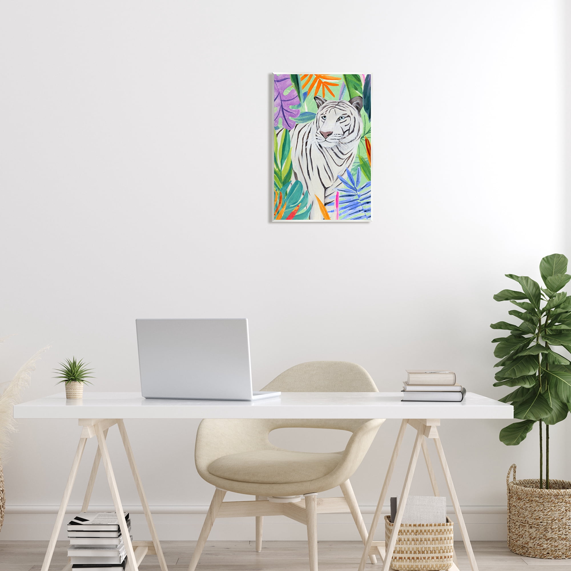 Stupell Vivid Nature Tiger Plant Leaves Animals & Insects Painting Wall Plaque Unframed Art Print Wall Art