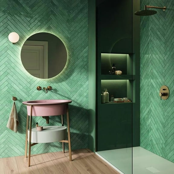 The Tile Life Aria Jade Glossy Porcelain Floor and Wall Tile 2x4 in Sample 1-Piece