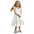 thumbnail image 1 of FhsagQ Dresses for Girls Sleeveless Casual Little Girl Button down Ruffled Dress(1 6Years) Little Girl The 7th of July Dresses Size 6-7 Spring White 5-6Years, 1 of 1